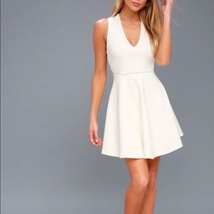 Going Steady White Backless Skater Dress